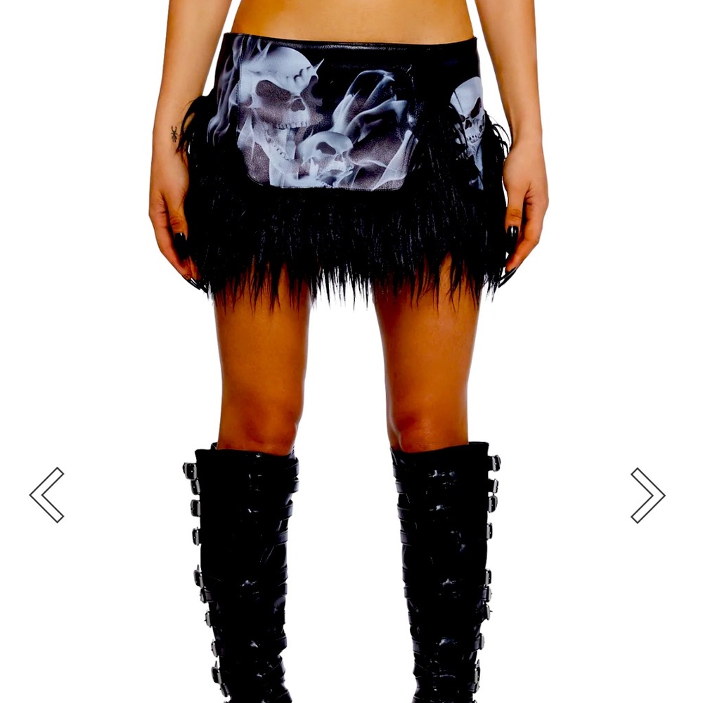 Amazing multi color skirt with fur fringe lining the bottom!